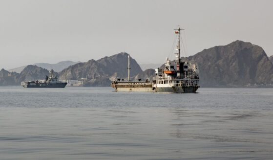 Cargo vessels remain anchored off Port Sultan Qaboos on June 20, 2026, in Muscat, Oman.