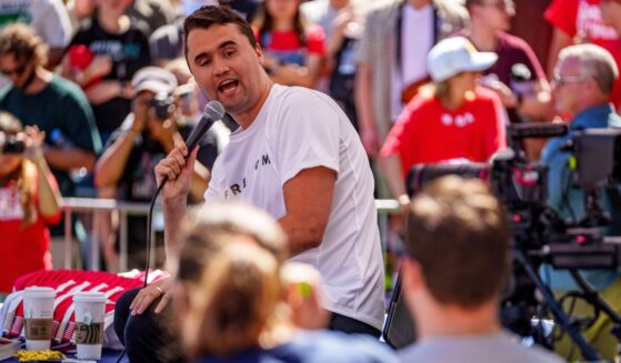 Charlie Kirk speaks at Utah Valley University on Sept. 10, 2025, in Orem, Utah.