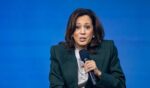 Former Vice President Kamala Harris speaks on stage during the Austrian World Summit at Hofburg Congress Center on June 16, 2026, in Vienna, Austria.