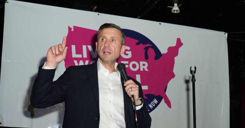 DNC Chair Ken Martin attends the event 'Celebrities And National Leaders At the DNC Winter Meeting For Stand Up For a Living Wage' at The Three Clubs on Dec. 10, 2025, in Los Angeles, California.