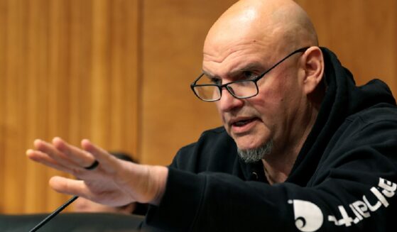 U.S. Sen. John Fetterman, pictured at a hearing in a February file photo.