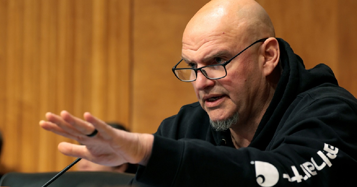 U.S. Sen. John Fetterman, pictured at a hearing in a February file photo.