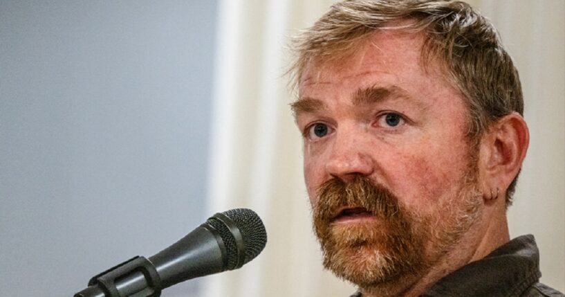 Democratic U.S. Senate candidate in Maine Graham Platner speaks on stage in a June file photo.