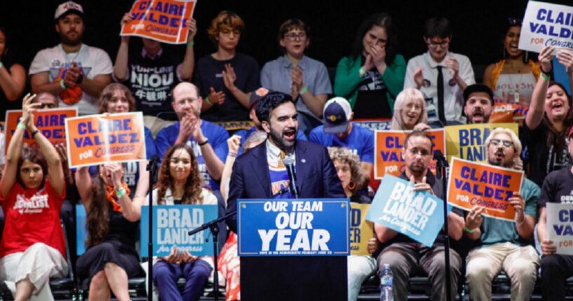 New York City Mayor Zohran Mamdani speaks at a June 18 rally before a New York primary that saw victory for Democratic Socialists of America candidates.