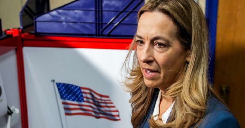 Now-New Jersey Gov. Mikie Sherill, pictured in a file photo from Election Day in November.