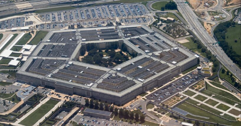 An aerial view of the Pentagon, taken in 2025.