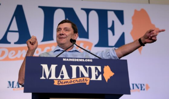 Maine's newly minted Democratic Senate candidate Troy Jackson speaks in Bangor, Maine, on Sunday after becoming his party's official choice to challenge Republican Sen. Susan Collins in November.