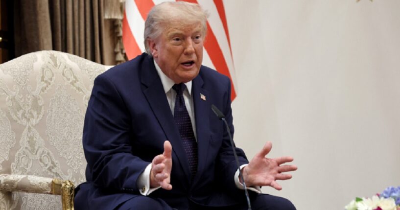 President Donald Trump speaks Wednesday at the NATO summit in Turkey.