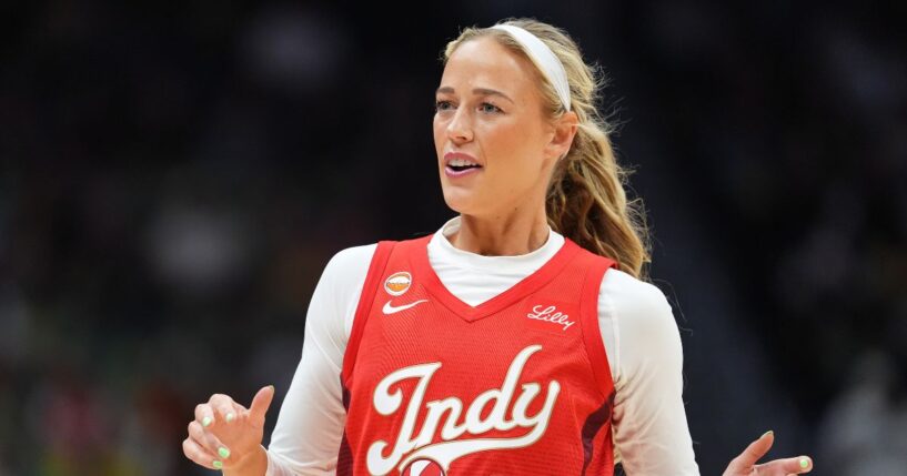 Sophie Cunningham of the Indiana Fever looks on during the first half against the Seattle Storm at Climate Pledge Arena on July 28, 2026, in Seattle, Washington.