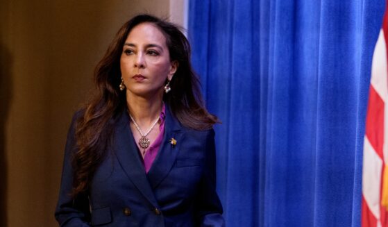 Assistant Attorney General for Civil Rights Harmeet Dhillon arrives for a news conference at the Justice Department on Sept. 29, 2025, in Washington, D.C.