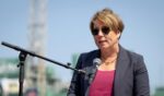 Massachusetts Gov. Maura Healey speaks to commemorate the 10th anniversary of the Frates Foundation Ice Bucket Challenge on Aug. 1, 2024, at Fenway Park in Boston, Massachusetts.