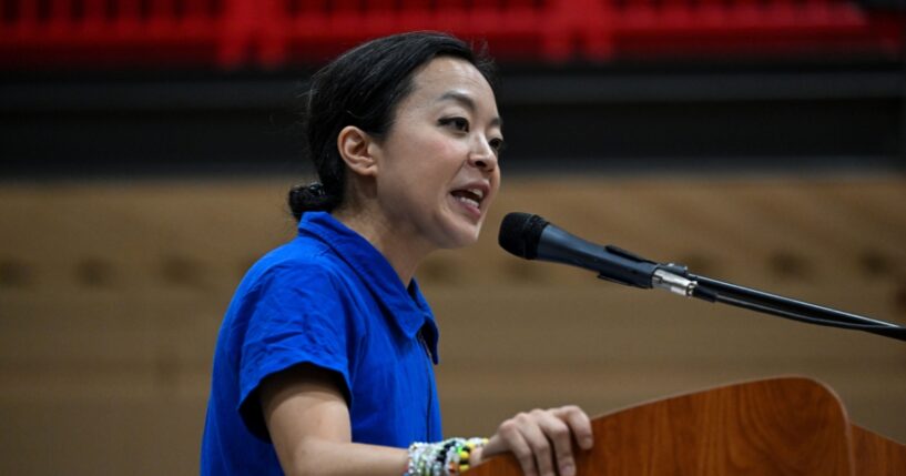 Wisconsin Democratic gubernatorial candidate Francesca Hong speaks during a campaign rally on Aug. 2, 2026, in Milwaukee, Wisconsin.