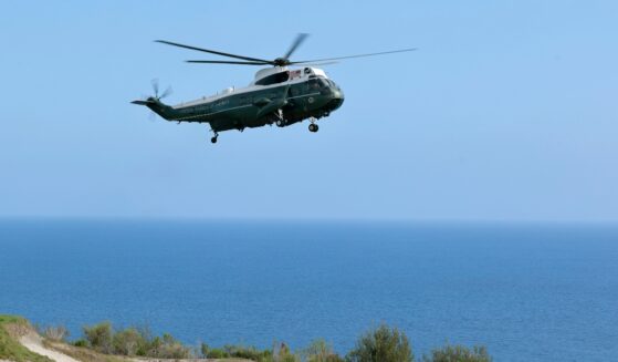 Marine One carrying President Donald Trump arrives at the Trump National Golf Club Los Angeles on Aug. 4, 2026, in Rancho Palos Verdes, California.