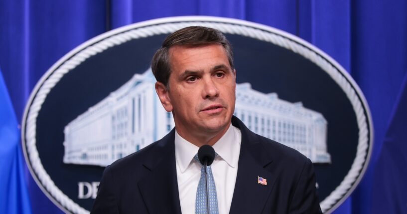 Acting Attorney General Todd Blanche speaks during a news conference at the Robert F. Kennedy Department of Justice building on Aug. 5, 2026, in Washington, D.C.