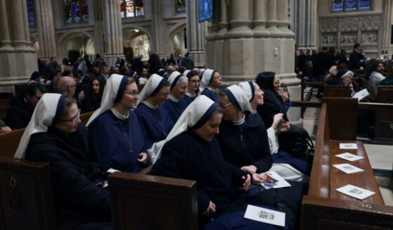Nuns arrive for the Vespers mass for the Archbishop-designate Ronald Hicks as he begins the process Thursday of taking over the Archdiocese of New York, succeeding Cardinal Timothy Dolan on Feb. 5, 2026, in New York City.
