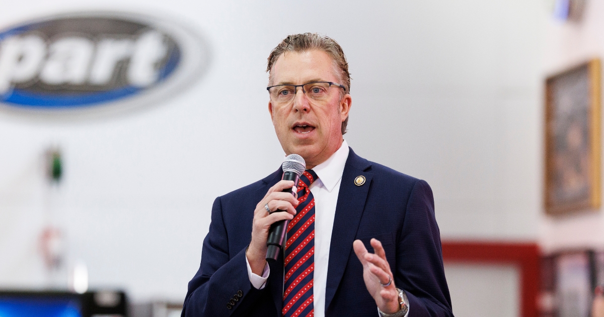 Rep. Andy Ogles speaks during a get out the vote event held in support of Republican congressional candidate Matt Van Epps on Dec. 1, 2025, in Franklin, Tennessee.