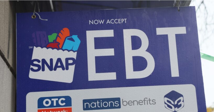An EBT sign is displayed on the window of a grocery store on Oct. 30, 2025, in the Flatbush neighborhood of the Brooklyn borough in New York City.