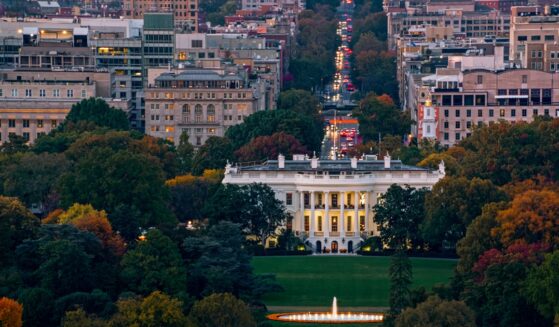 A helicopter shot of the White House in Washington, D.C.