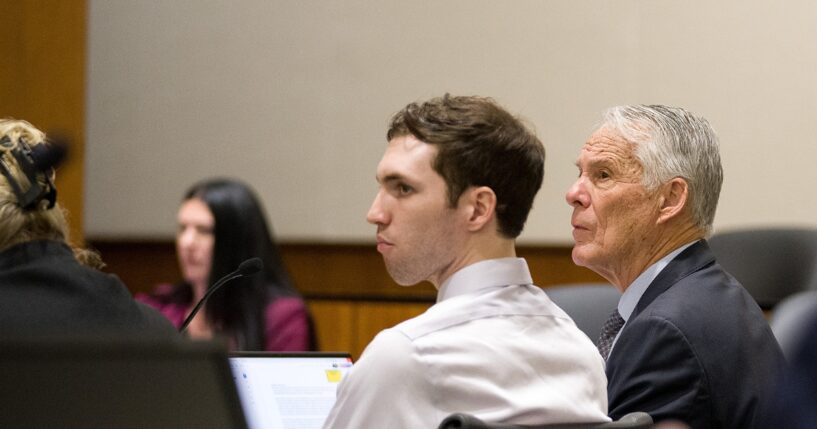 Tyler Robinson, accused in the fatal shooting of Charlie Kirk, appears during a hearing in the Fourth District Court on Feb. 3, 2026, in Provo, Utah.