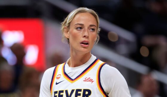 Sophie Cunningham of the Indiana Fever looks on against the New York Liberty during the first half at Gainbridge Fieldhouse on Aug. 11, 2026, in Indianapolis, Indiana.