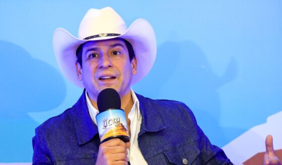 Bobby Pulido, singer and candidate for the 15th district of Congress in Texas, speaks at a press conference during La Cura Fest by Carin Leon at Expogan on March 15, 2026, in Hermosillo, Mexico.