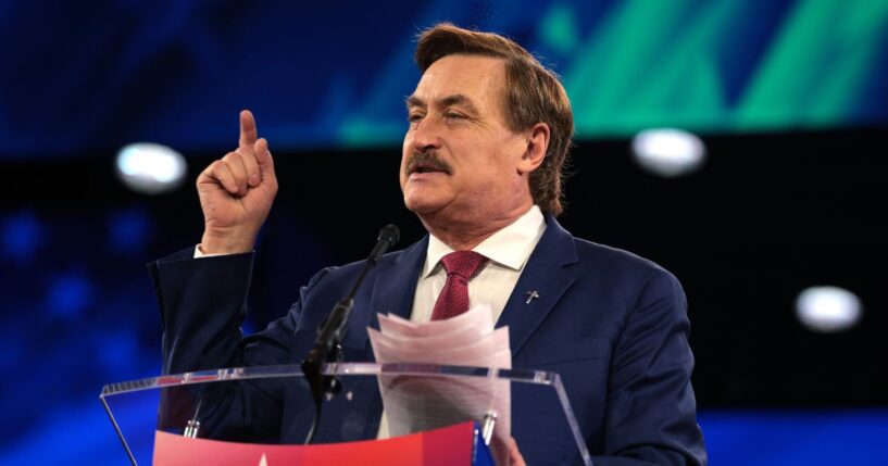 MyPillow CEO Mike Lindell speaks at the Conservative Political Action Conference at the Gaylord National Resort Hotel And Convention Center on Feb. 21, 2025, in Oxon Hill, Maryland.