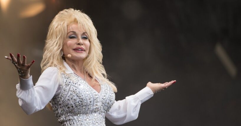 Dolly Parton performs on the Pyramid Stage during Day 3 of the Glastonbury Festival at Worthy Farm on June 29, 2014, in Glastonbury, England.