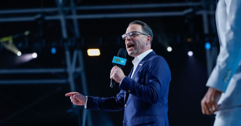 Pennsylvania Gov. Josh Shapiro speaks prior to Round One of the 2026 NFL Draft at Acrisure Stadium on April 23, 2026, in Pittsburgh, Pennsylvania.