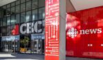 The entrance to Canadian Broadcasting Centre in Toronto on May 16, 2020.
