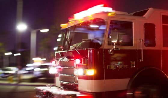 A firetruck races to the scene of an accident.