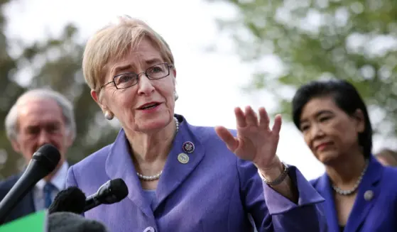 Rep. Marcy Kaptur speaks at a press conference urging the inclusion of the Civilian Climate Corps., a climate jobs program, in the budget reconciliation bill, outside of the U.S. Capitol on July 20, 2021, in Washington, D.C.