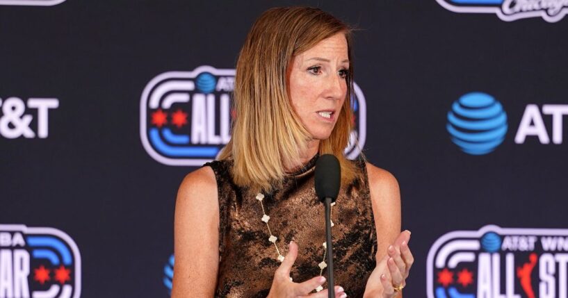 WNBA Commissioner Cathy Engelbert, seen in a July 25 photo, condemned