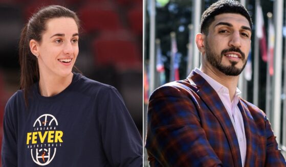 American basketball player Enes Kanter Freedom, right, is looking forward to teaming up with WNBA star Caitlin Clark.