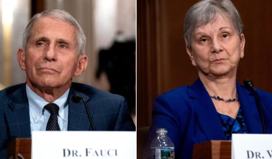 Dr. Anthony Fauci, Director of the National Institute of Allergy and Infectious Diseases, and Janet Woodcock, acting commissioner of the U.S. Food and Drug Administration, testify during a Senate Health, Education, Labor, and Pensions Committee hearing on July 20, 2021, in Washington, D.C.