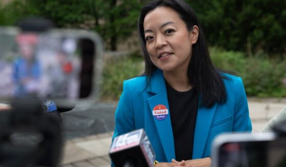 Democratic Wisconsin Gubernatorial candidate Francesca Hong speaks to reporters on Aug. 11 in Madison, Wisconsin.