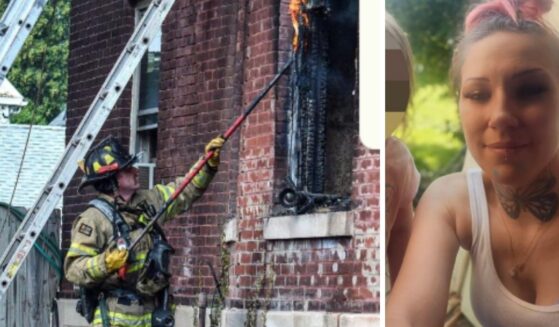 The hero mom ran back into the burning house to save her child.