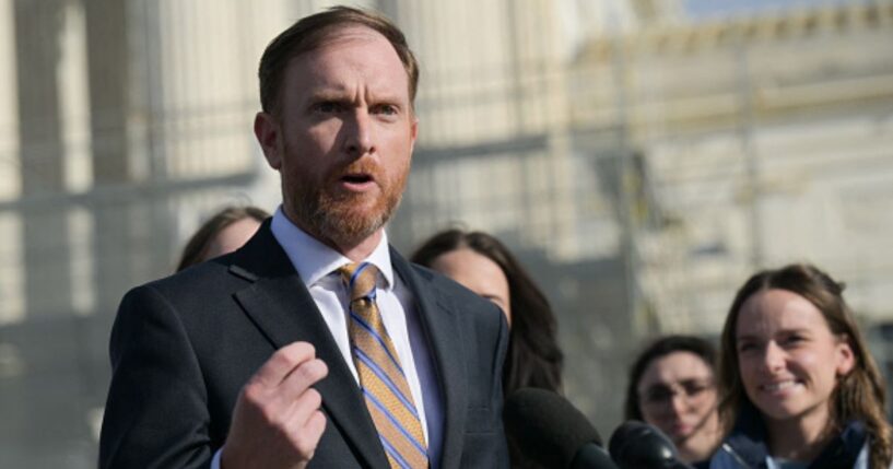 West Virginia Attorney General John McCuskey speaks outside the Supreme Court building to the press on January 13, 2026.