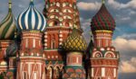 St. Basil’s Cathedral spires are pictured during the day.