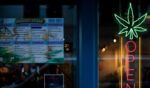 A marijuana store window is pictured from the street on August 5, 2026 in San Francisco, California.
