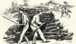 A vintage depiction of a scene from “The Adventures of Huckleberry Finn” is pictured.