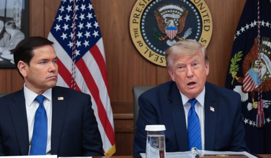 President Donald Trump, pictured with Secretary of State Marco Rubio, left, speaks during a July 31 Cabinet meeting at Camp David, the presidential retreat in Maryland.