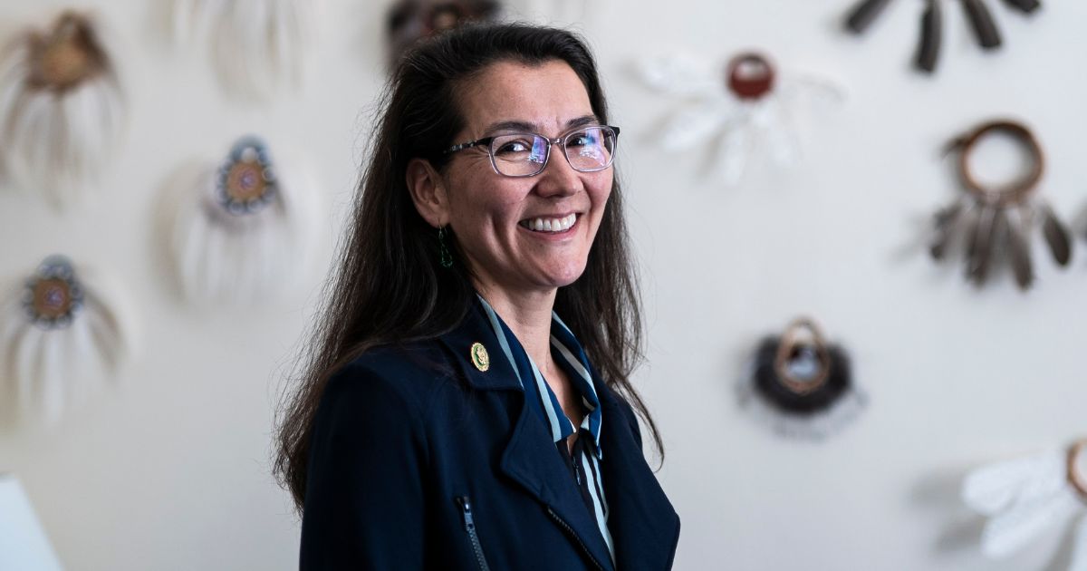 Then-Rep. Mary Peltola of Alaska poses for a portrait in her office on Capitol Hill in Washington, D.C., in a file photo dated July 27, 2023.