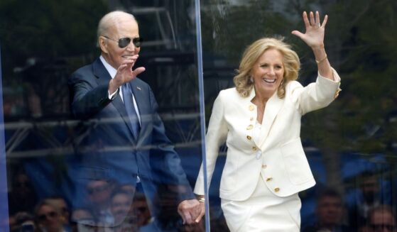 Former First Lady Jill Biden and former President Joe Biden attend the opening ceremony of the Barack Obama Presidential Center in John Lewis Plaza on June 18, 2026 in Chicago.