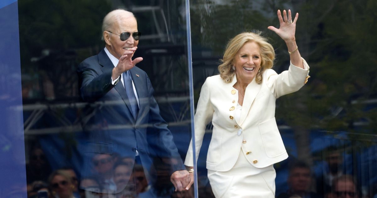 Former First Lady Jill Biden and former President Joe Biden attend the opening ceremony of the Barack Obama Presidential Center in John Lewis Plaza on June 18, 2026 in Chicago.