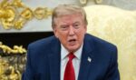 President Donald Trump speaks with reporters at the White House in Washington on Aug. 17, 2026.