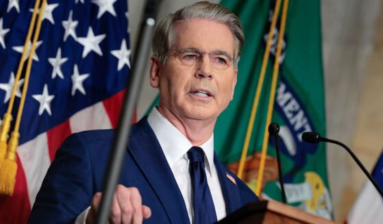 Treasury Secretary Scott Bessent announces a new set of sanctions against Iran, describing them as "an economic D-Day", at the Treasury Department in Washington, D.C.