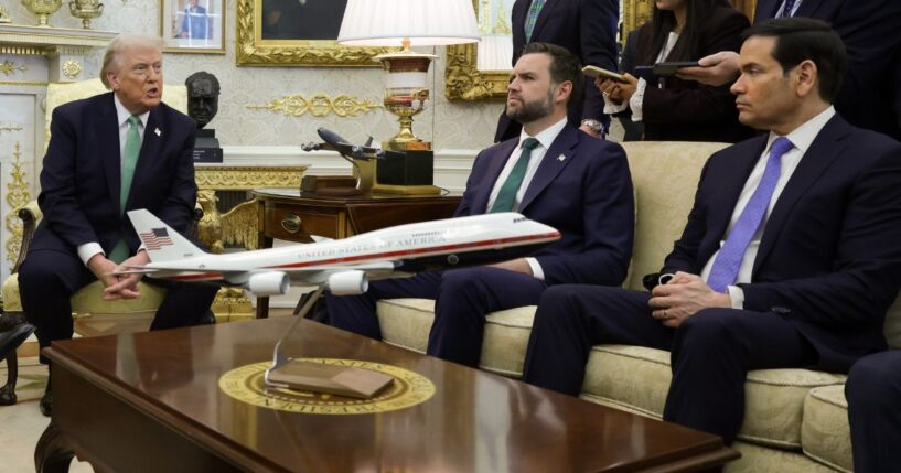 President Donald Trump, seen with Vice President J.D. Vance, center, and Secretary of State Marco Rubio, right, made a telling remark concerning the 2028 election.