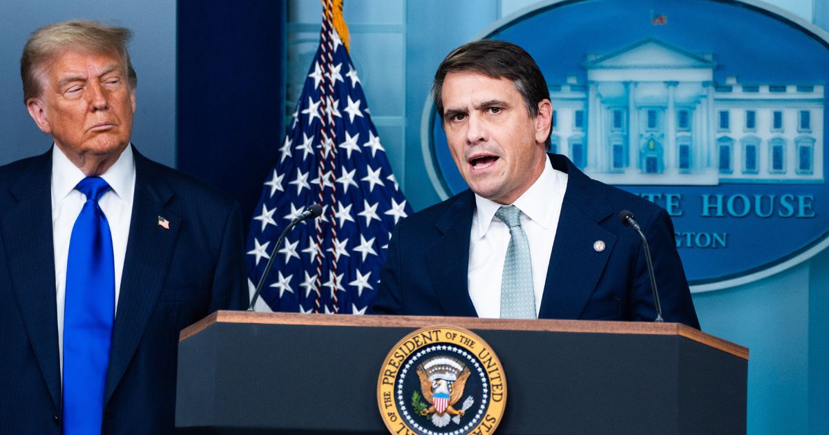 Then-Deputy Attorney General Todd Blanche is seen at a news briefing with President Donald Trump in June 2025 at the White House.