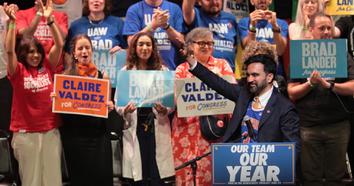 New York City Mayor Zohran Mamdani, pictured at a June rally for Democratic primary candidates Brad Lander, Claire Valdez and Darializa Avila Chevalier.