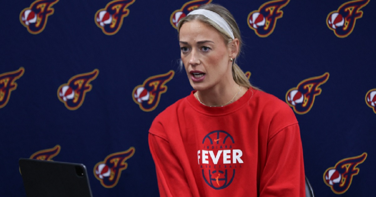 The Indiana Fever's Sophie Cunningham is pictured in a pre-game news conference July 31 in Portland, Oregon.